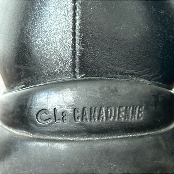 La CANADIENNE Slouchy Mid‎ Calf Cuff Boot Black Leather Faux-Fur Lining Size 10 - Picture 5 of 7